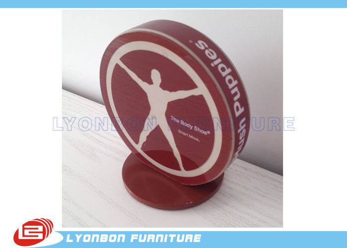 SGS ISO Red Engraved Logo Wood Display Accessory MDF For Brand / Label