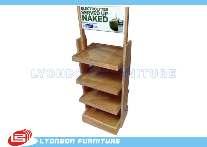 Milk Promotion Chipboard Wooden Display Stands / Rack Custom With Logo Printing